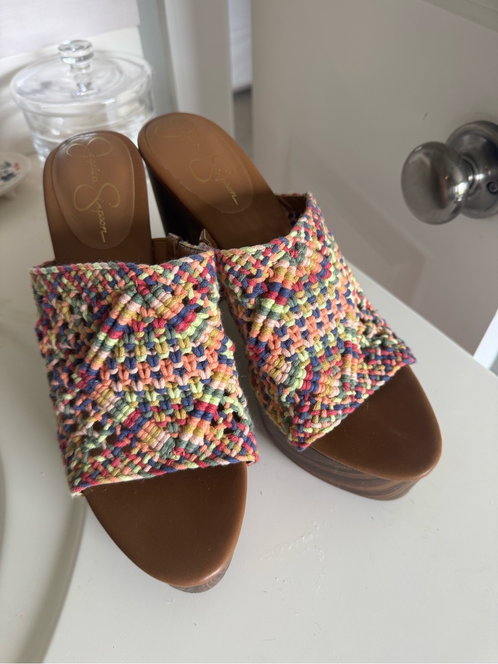 Jessica Simpson  Multicolor Woven Slide Sandals - Multicolor